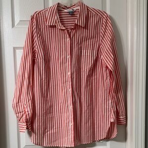 Old Navy Red and White Striped Button Down Shirt